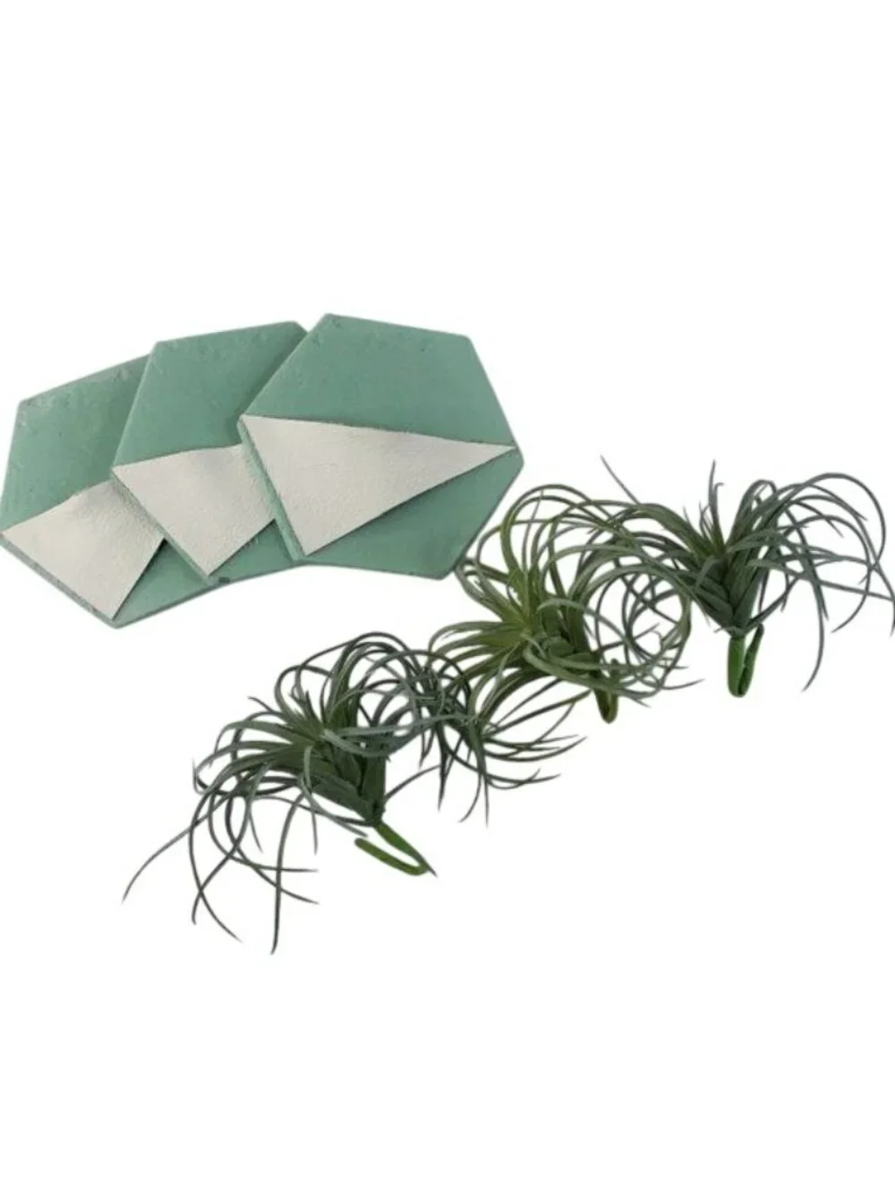 Faux Succulent 3PC Set Wall Pockets Teal Decor Modern Bohemian - Picture 2 of 4